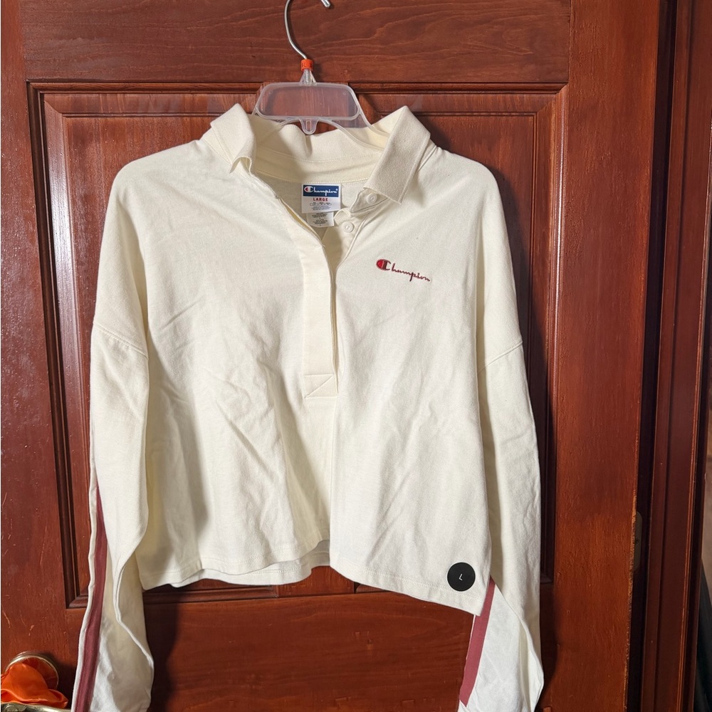 Champion Women's Cream and Red Polo Jacket